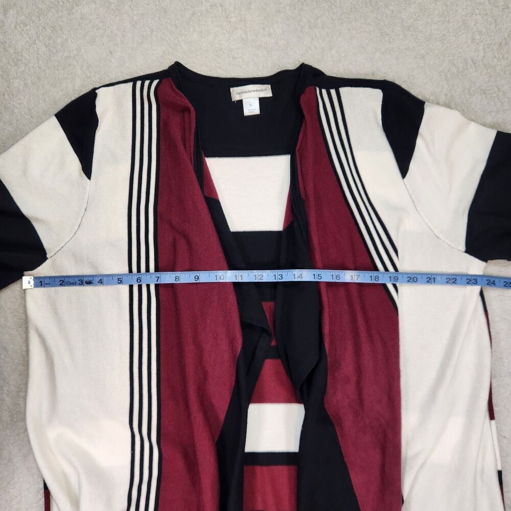 Christopher & Banks Color Block Open Front Cardigan Striped Knit Woman’s XL - Picture 8 of 12